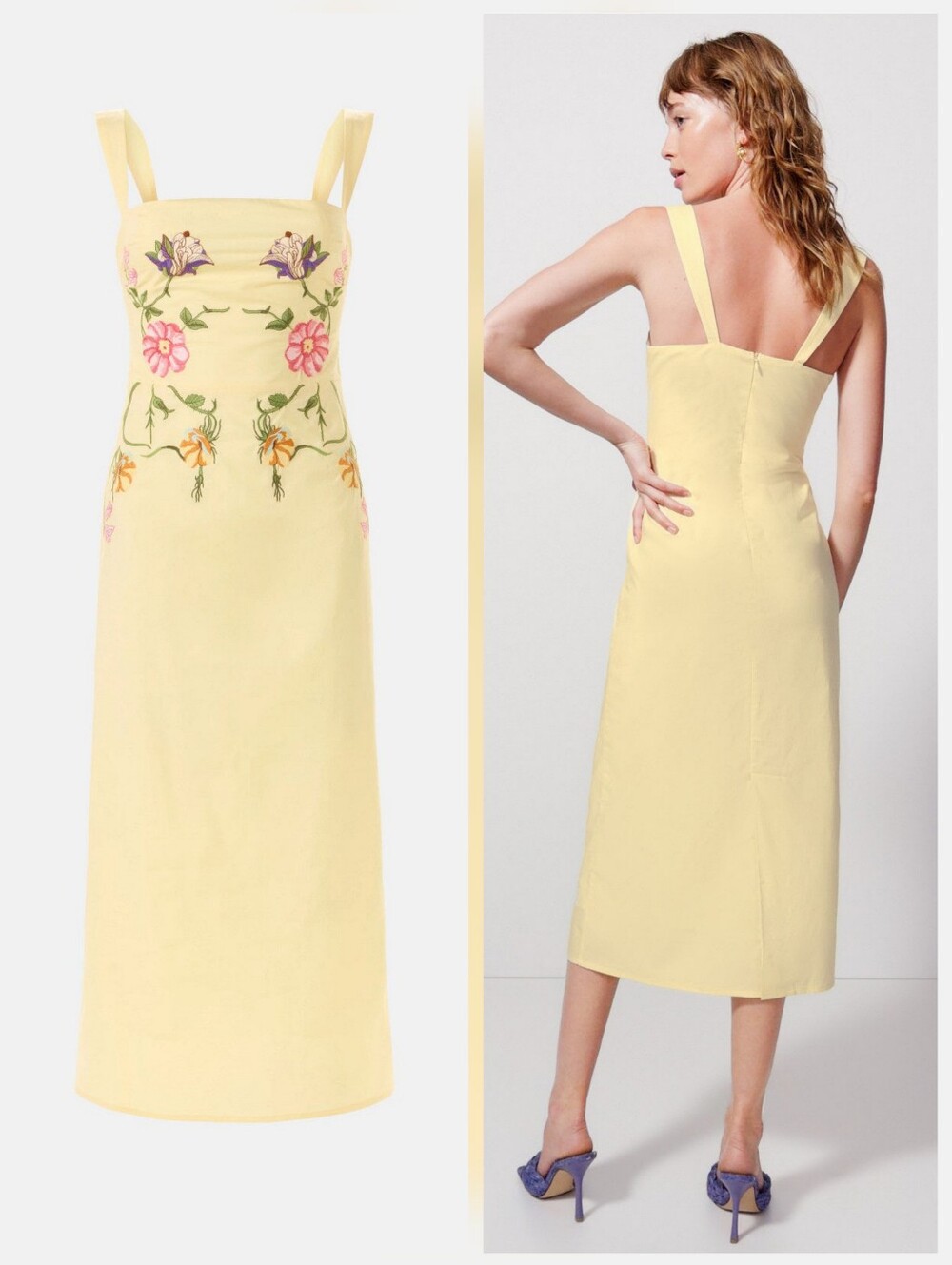 Fanm Mon Umut Embroidered Cotton Dress Casual Square Neck Sleeveless Size XS